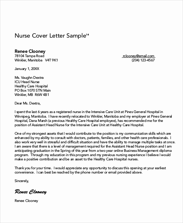Cover Letter for Nursing Lovely 8 Nursing Cover Letter Examples