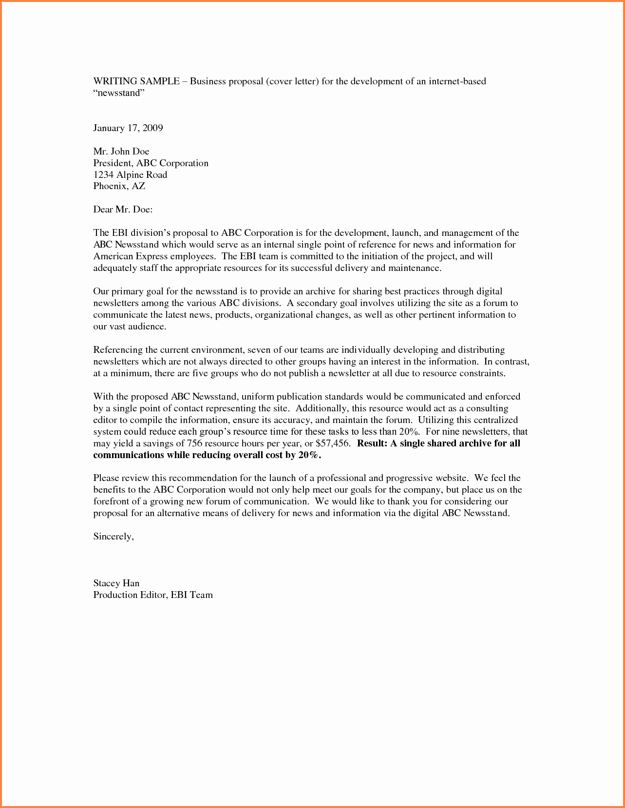 Cover Letter for Proposal Beautiful 10 Business Proposal Letter Example