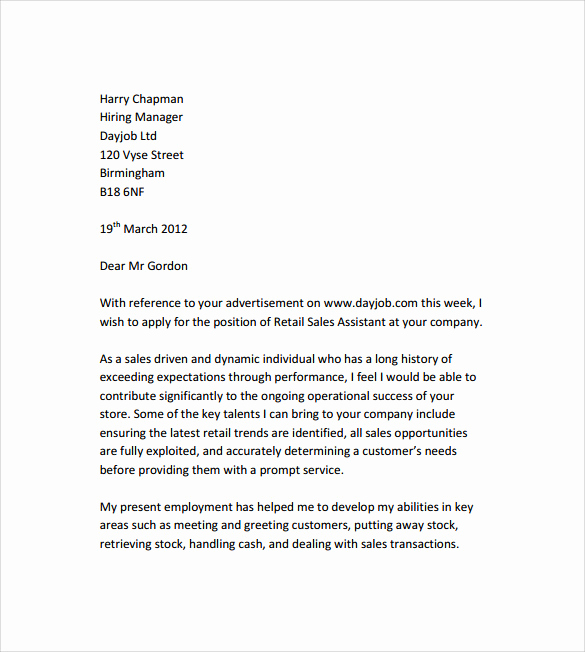 Cover Letter for Retail Luxury 10 Retail Cover Letter Templates to Download for Free