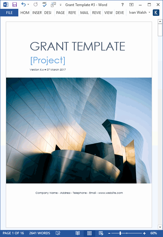 Cover Page Template Word New Grant Proposal Template – Ms Word with Free Cover Letter