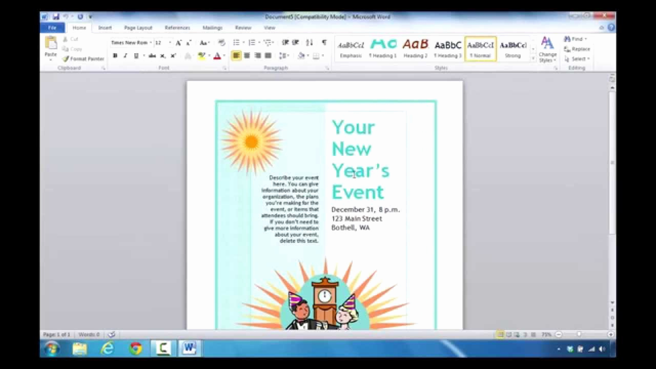 Create A Flyer In Word New How to Create A New Years Day Flyer In Microsoft Word 2010