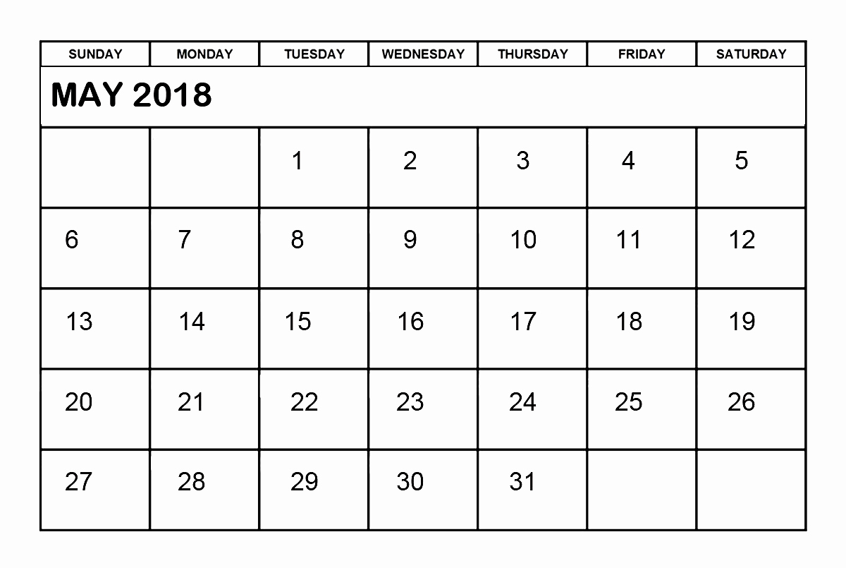 Create Calendars In Word Lovely May 2018 Calendar Word Printable