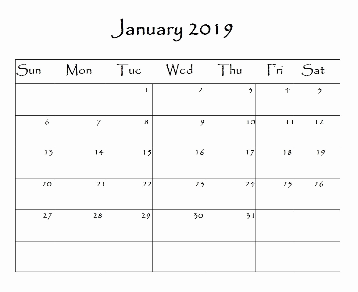 Create Calendars In Word Unique January 2019 Calendar Word