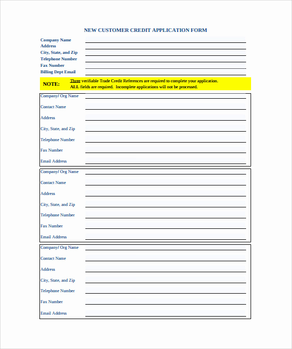 Credit Application form Pdf Awesome Credit Application forms 9 Documents Free Download In