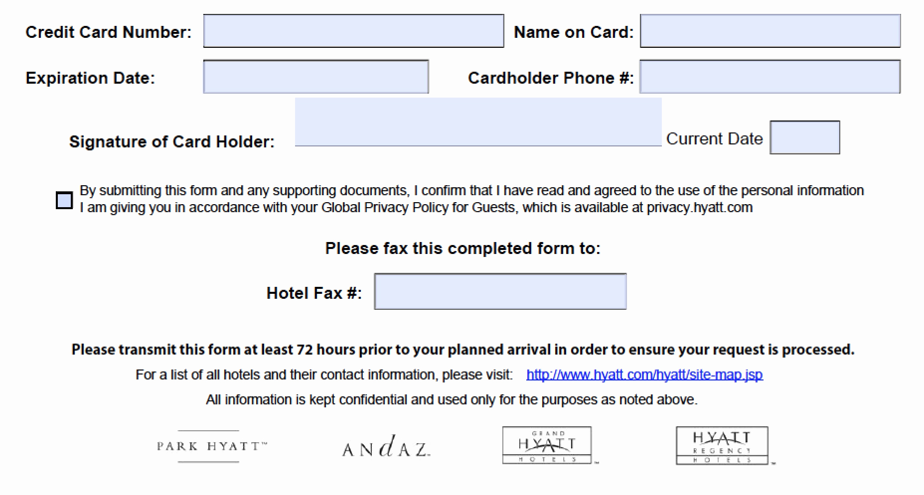 Credit Card Authorization form Pdf Luxury Download Hyatt Credit Card Authorization form Template
