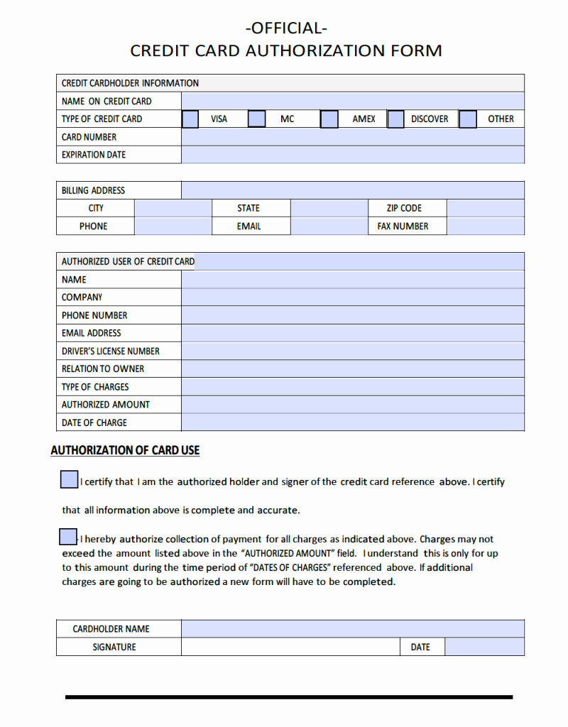 Credit Card Authorization form Pdf New Download Sample Credit Card Authorization form Template