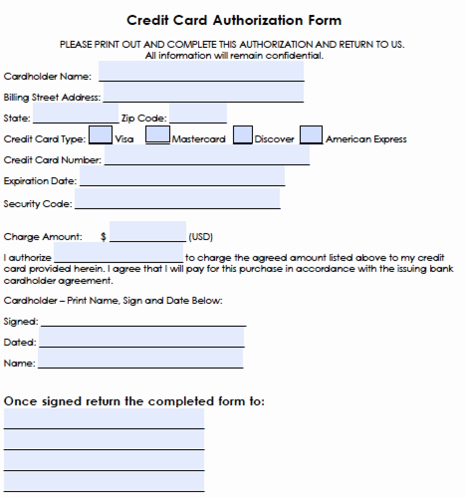 Credit Card form Template Best Of Download Generic Credit Card Authorization forms Wikidownload