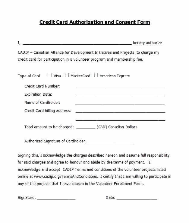 Credit Card form Template Inspirational 41 Credit Card Authorization forms Templates Ready to Use