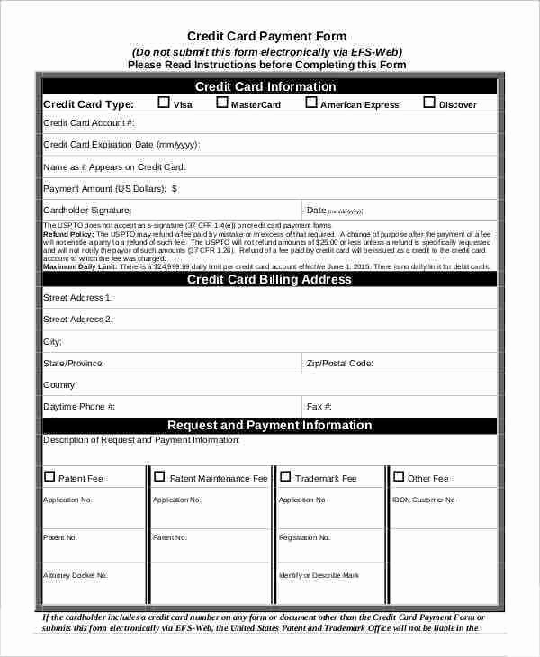 Credit Card form Template Lovely Authorization for Credit Card Use Free forms Download