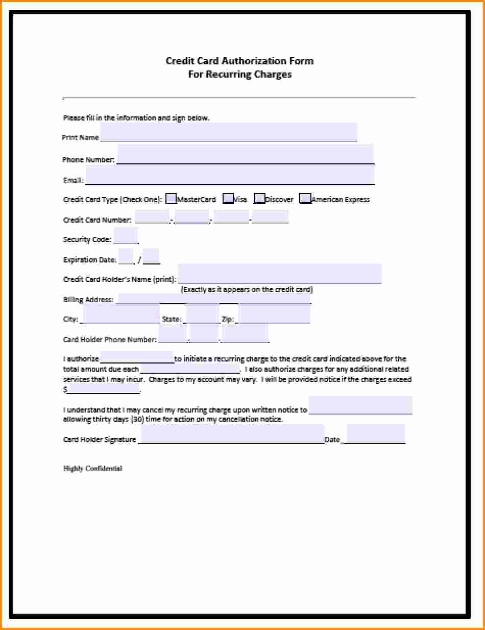 Credit Card form Template Lovely Credit Card Authorization form Pdf