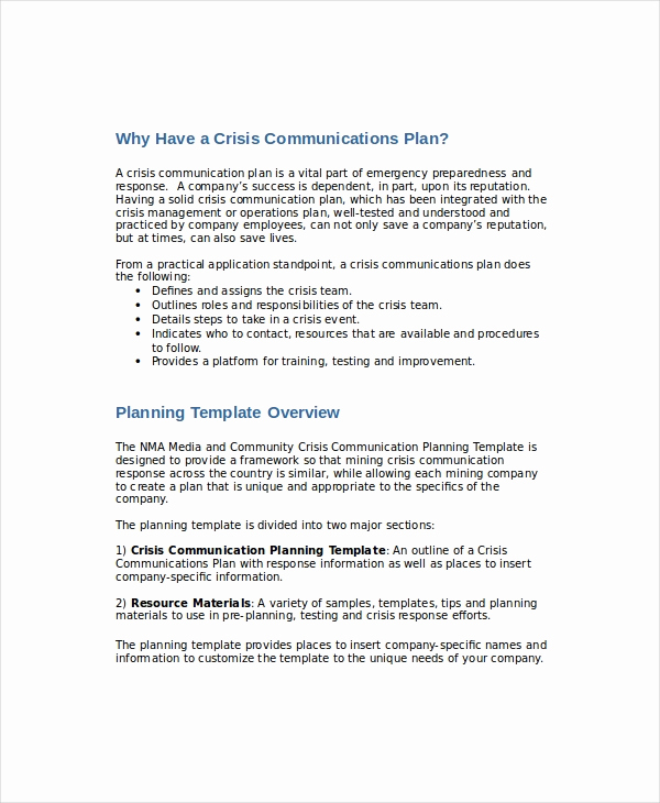 Crisis Communication Plan Template Inspirational Crisis Plan Template 10 Word Pdf Google Docs Apple