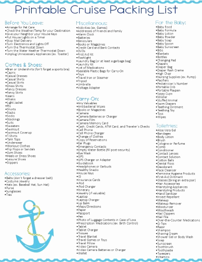 Cruise Packing List Pdf Unique Free Printable Caribbean Cruise Packing List