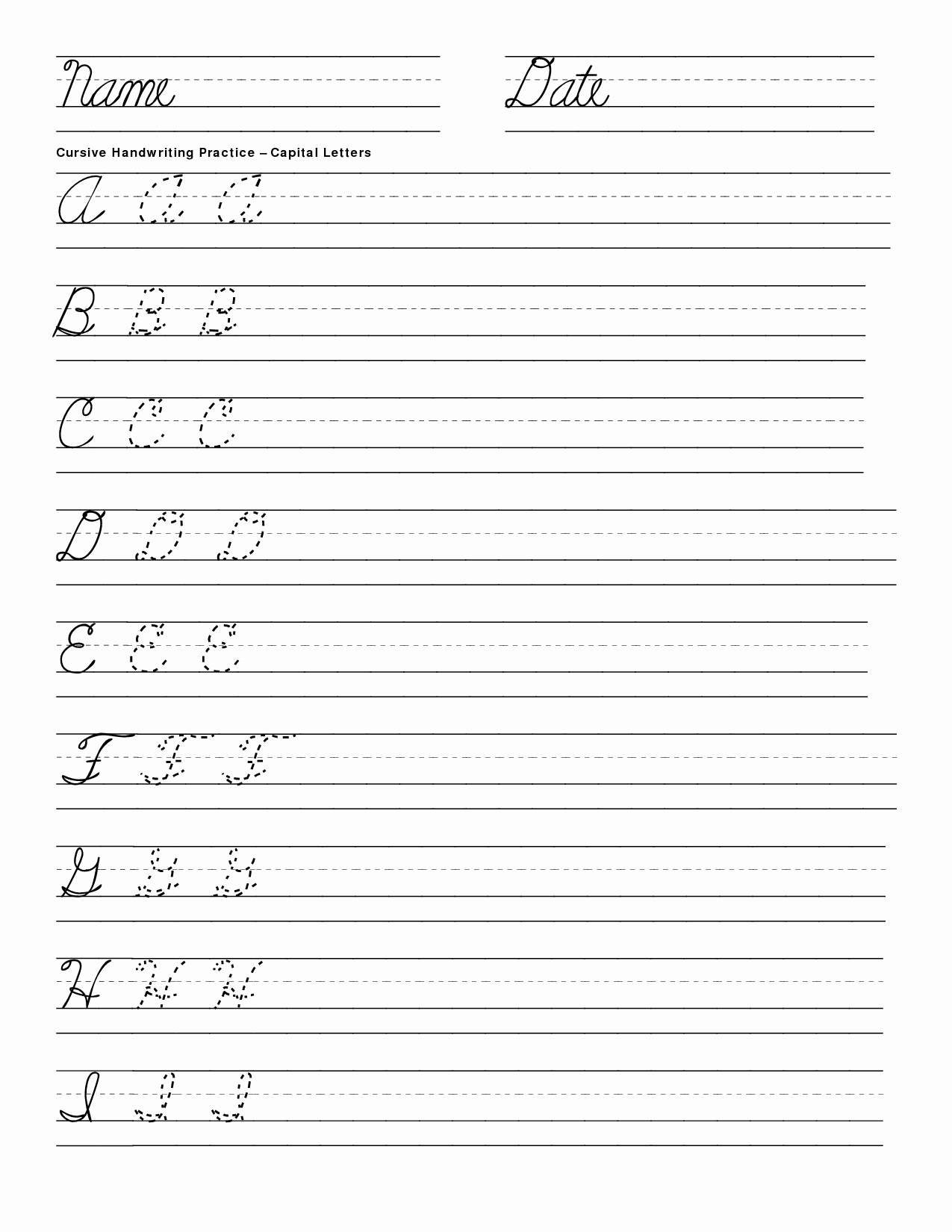 Free Printable Cursive Writing Chart
