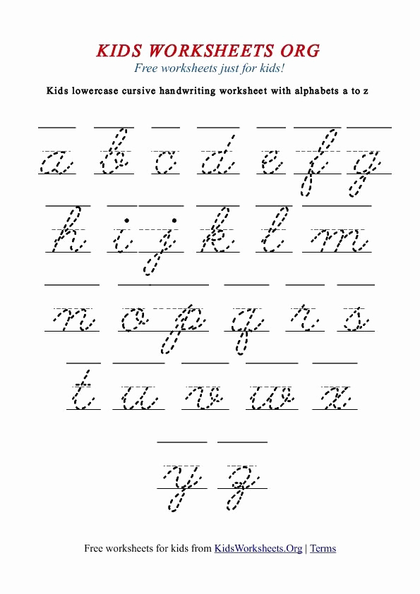 Cursive Handwriting Practice Pdf Beautiful Kids Worksheets Alphabet Cursive Handwriting