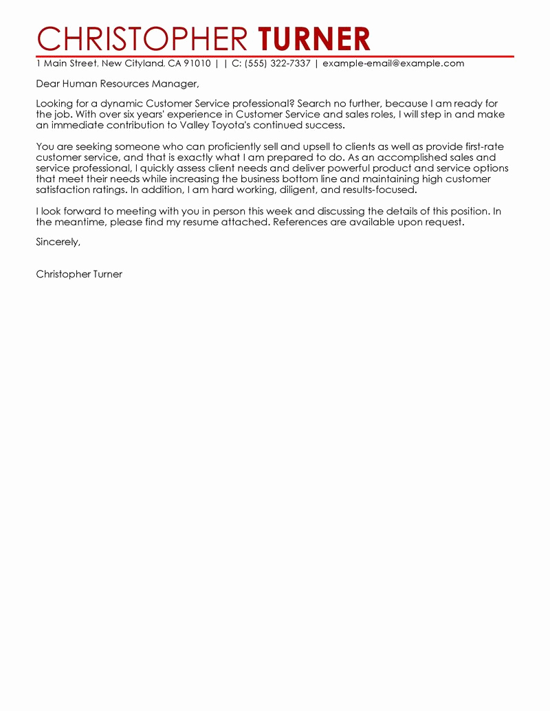 Customer Service Cover Letter Examples Unique Best Customer Service Cover Letter Examples