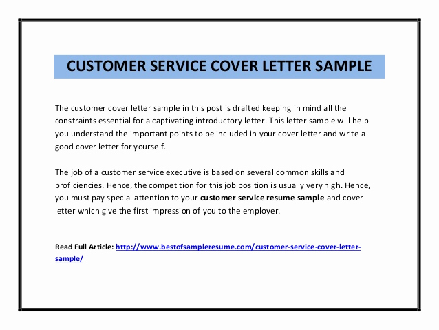Customer Service Cover Letter Samples Elegant Customer Service Cover Letter Sample Pdf