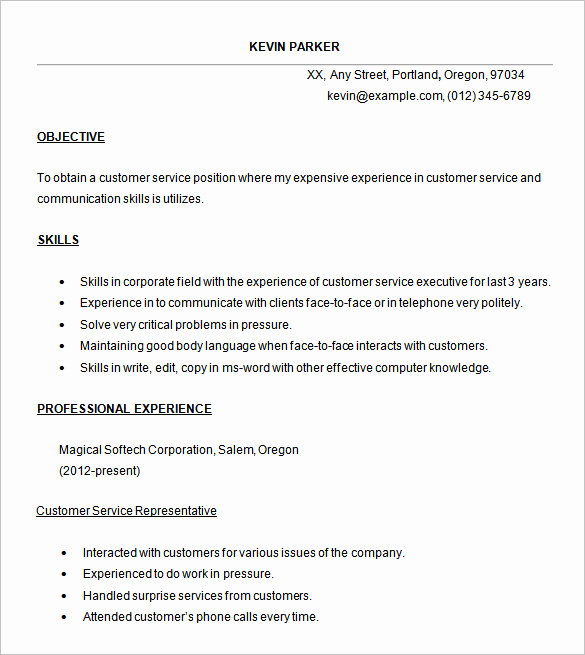 Customer Service Resume Template Beautiful 6 Customer Service Resume Templates Pdf Doc