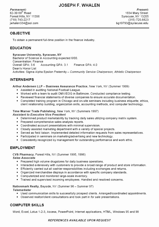 Cv Examples for Students Fresh College Intern Resume Samples as College Student Has No