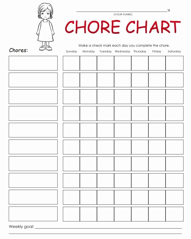 Daily Chore Chart Template Awesome 17 Best Images About Weekly Charts On Pinterest