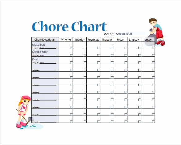 Daily Chore Chart Template Beautiful Blank Weekly Chore Chart