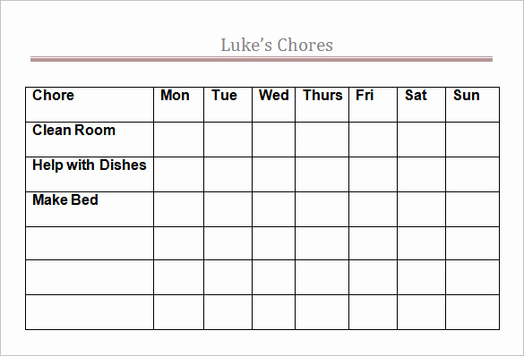 Daily Chore Chart Template Beautiful Chart Template 61 Free Printable Word Excel Pdf Ppt