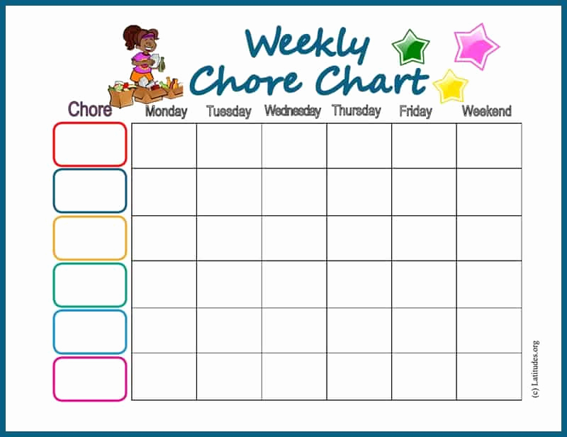 Daily Chore Chart Template Beautiful Free Chore Chart My Weekly Star