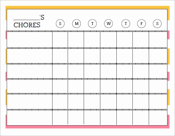 Daily Chore Chart Template Fresh Sample Chore Chart 9 Documents In Word Excel Pdf