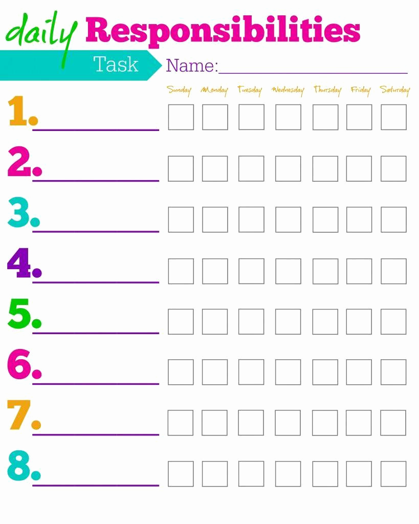 Daily Chore Chart Template Unique Free Printable Chore Charts for Kids Ideas by Age