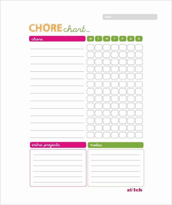 Daily Chore Chart Template Unique Weekly Chore Chart Template 11 Free Word Excel Pdf