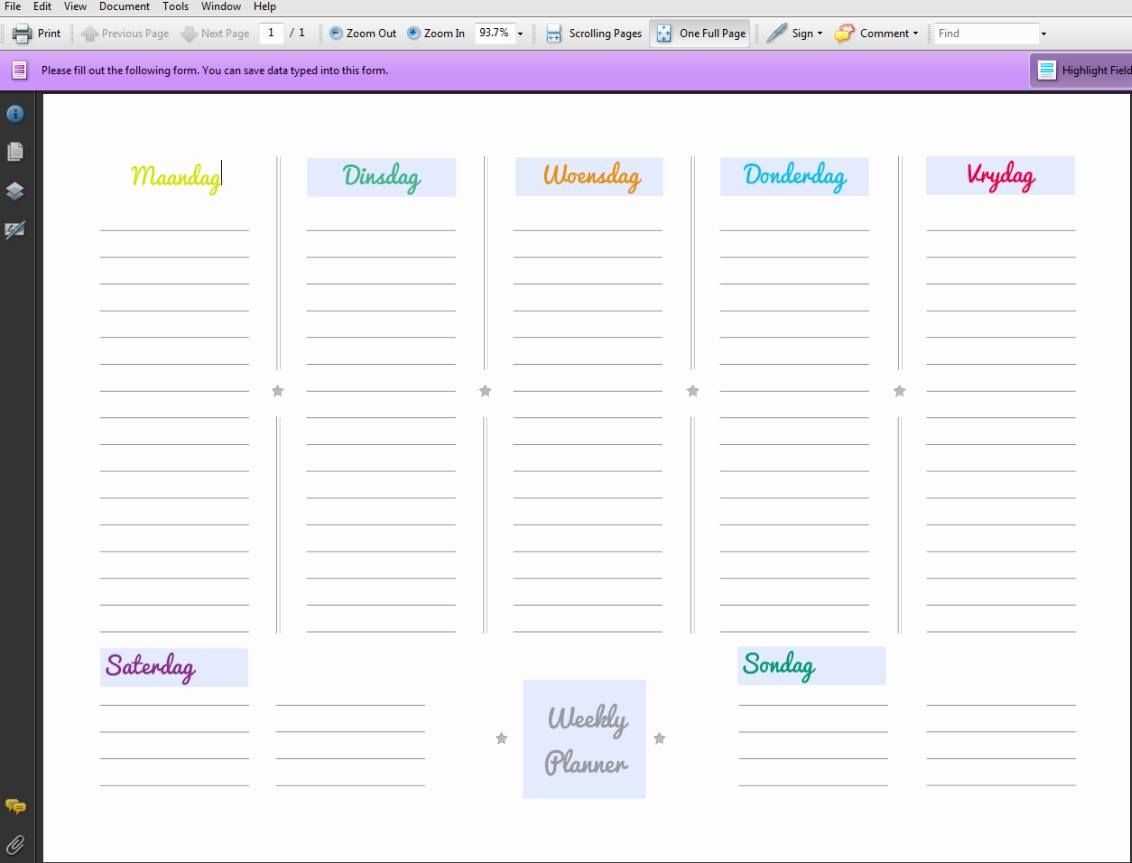 Daily Planner Printable Pdf Beautiful 9 Best Of Weekly Planner Printable Pdf Weekly