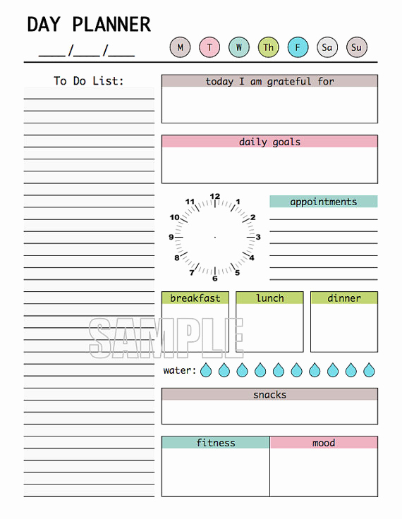 Daily Planner Printable Pdf Beautiful Day Planner Printable Fillable Pdf Daily Planner