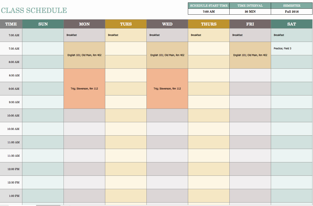 Daily Planner Template Excel Fresh Free Weekly Schedule Templates for Excel Smartsheet