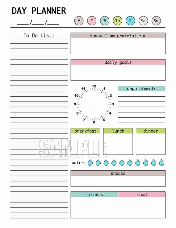 Daily Planner Template Excel Inspirational Day Planner Printable Editable Daily Planner Weekly