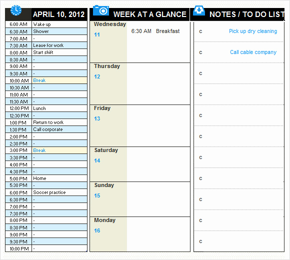 Daily Planner Template Excel Luxury Daily Planner Template 10 Free Samples Examples format