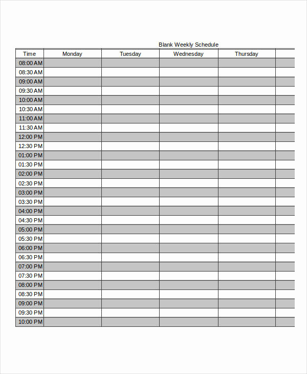 Daily Schedule Template Excel Elegant Excel Weekly Schedule Templates 8 Free Excel Documents