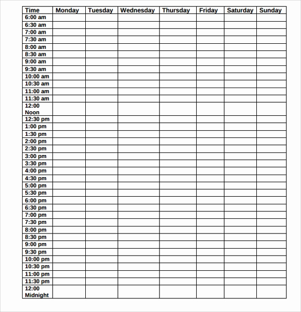 Daily Schedule Template Excel New 23 Printable Daily Schedule Templates Pdf Excel Word