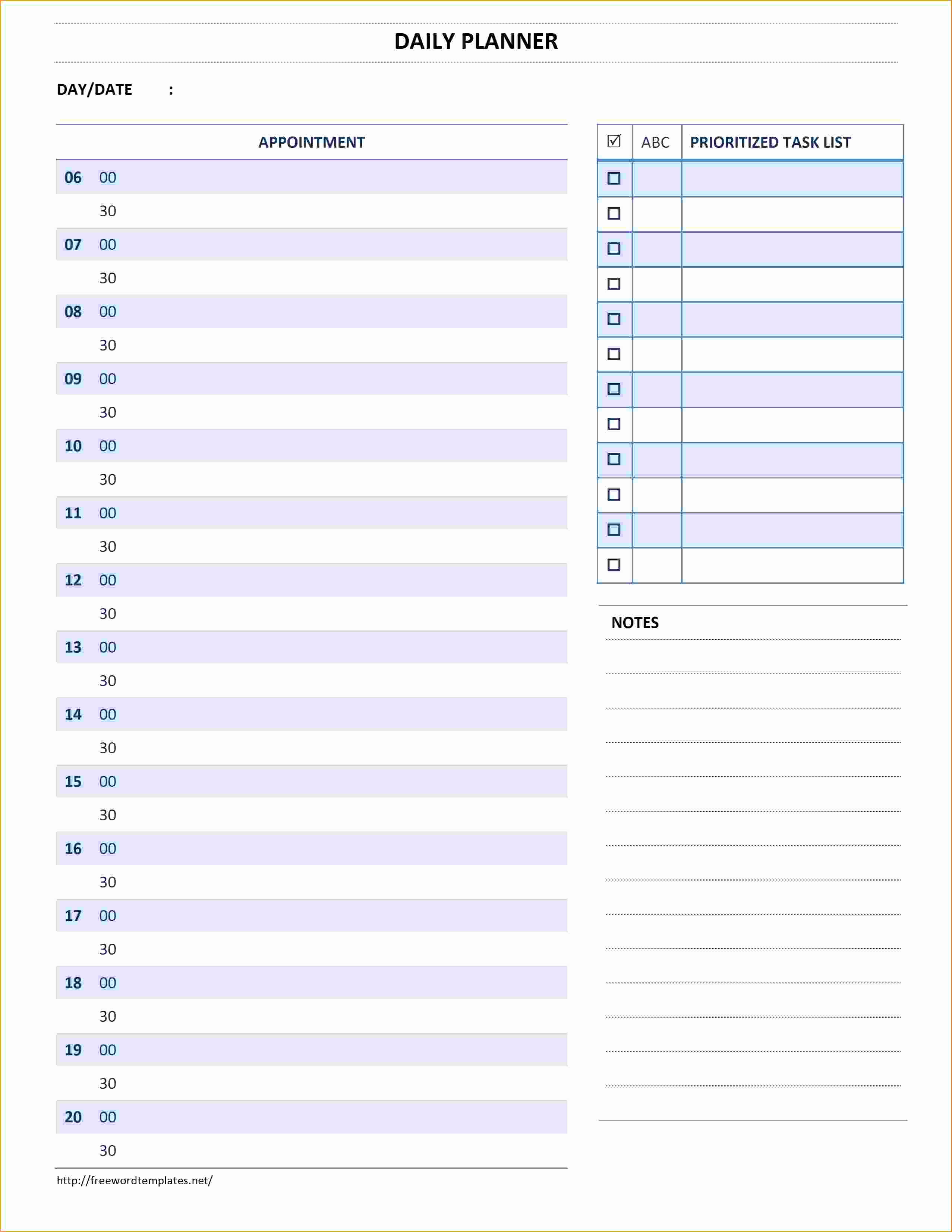 Daily Schedule Template Word Awesome 5 Daily Planner Template Word