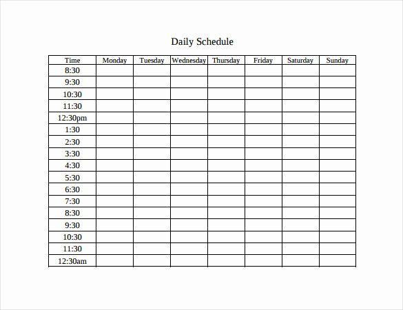 Daily Schedule Template Word Unique Timetable Templates – 14 Free Word Pdf Documents