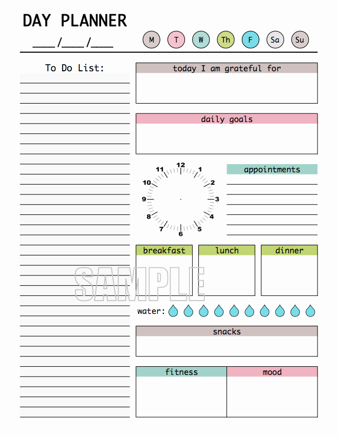 Daily to Do List Templates Fresh Day Planner Printable Editable Daily Planner Weekly