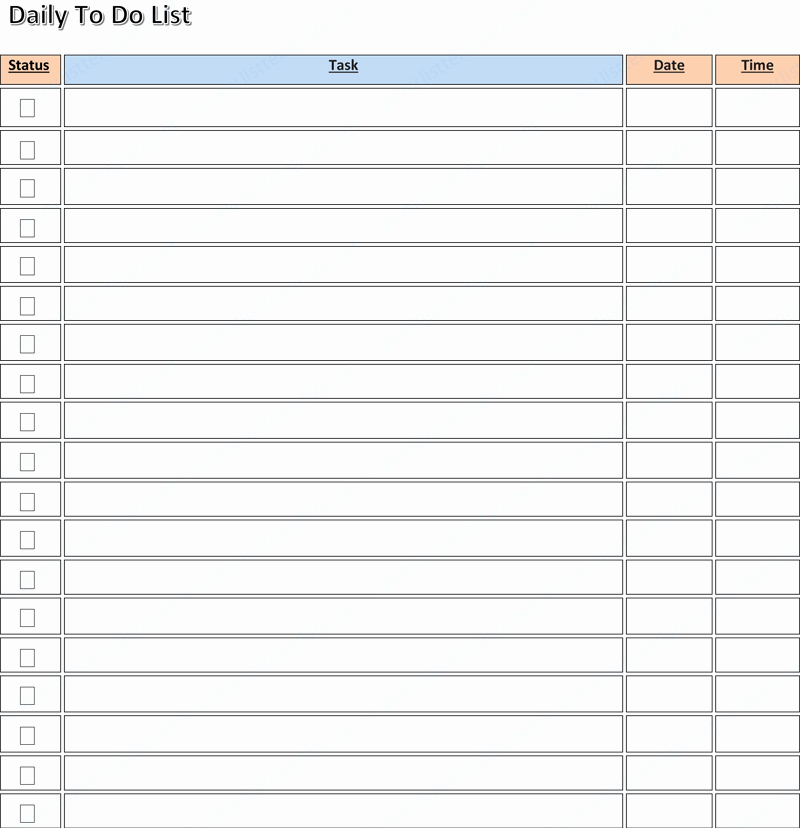 Daily todo List Template New Daily to Do List Template List Templates