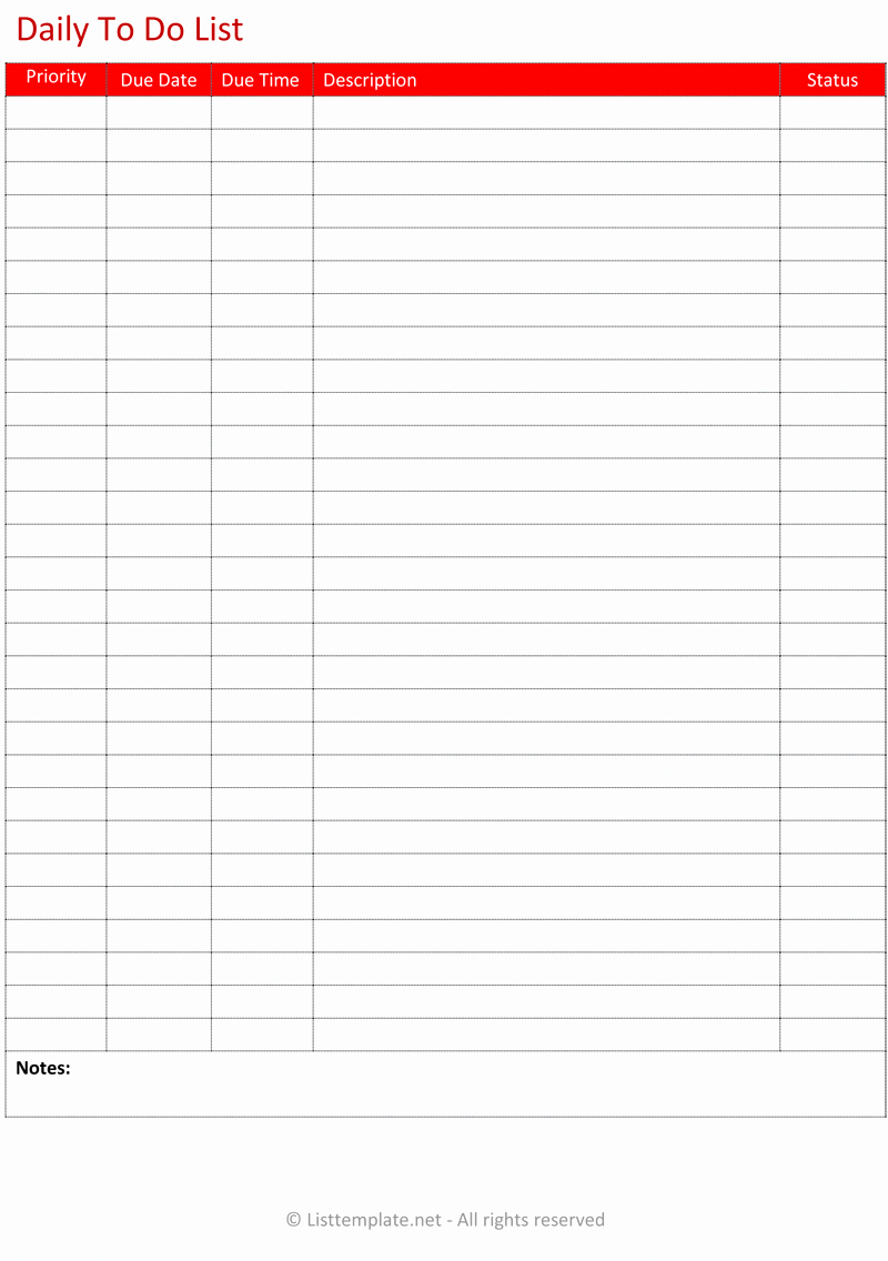 Daily todo List Template Unique Daily to Do List Template List Templates