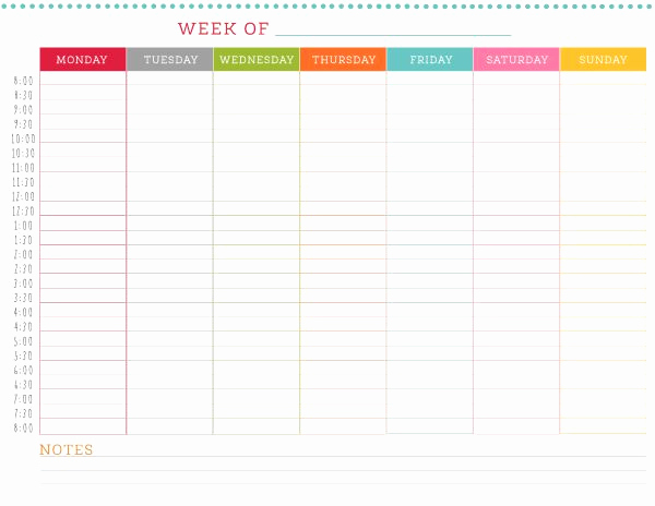 Daily Work Schedule Template Awesome 5 Weekly Schedule Templates Excel Pdf formats
