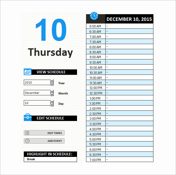 Daily Work Schedule Template Elegant Blank Work Schedule Template 4 Free Word Excel