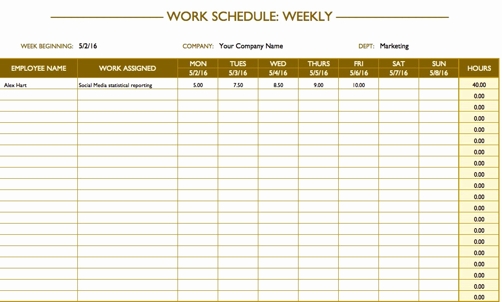 Daily Work Schedule Template Fresh Free Work Schedule Templates for Word and Excel