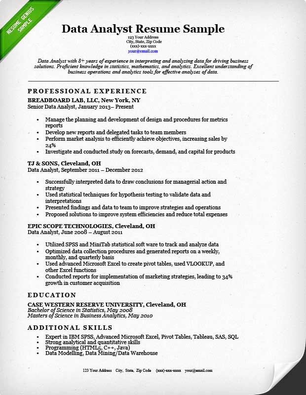 Data Analyst Resume Entry Level Unique Data Analyst Resume Sample