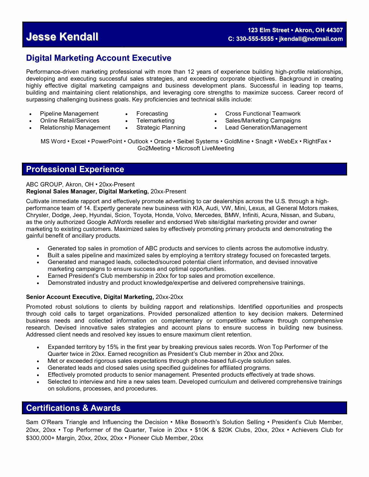 Digital Marketing Resume Sample Lovely Digital Marketing Resume