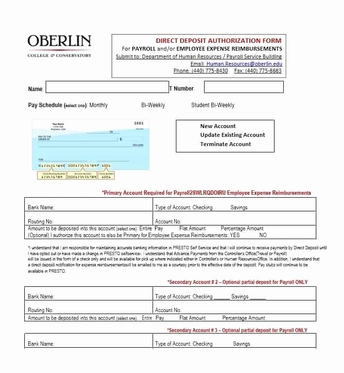 Direct Deposit form Template Best Of 47 Direct Deposit Authorization form Templates Template