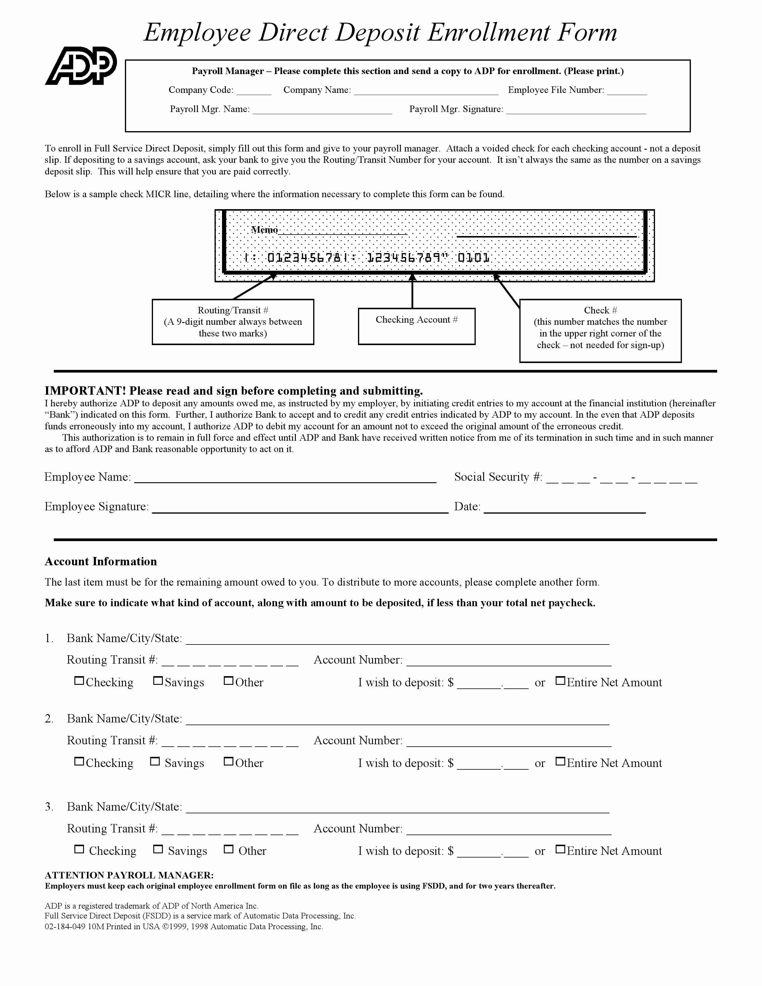 Direct Deposit form Template Best Of Free Bank forms Pdf Template