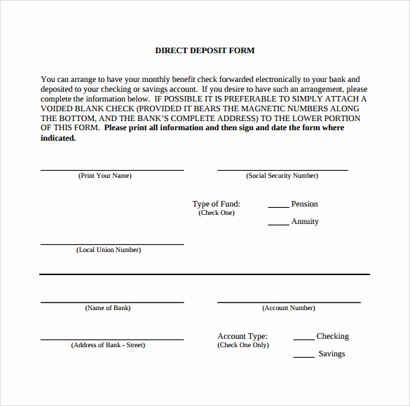 Direct Deposit form Template Best Of Sample Direct Deposit form 8 Download Free Documents In