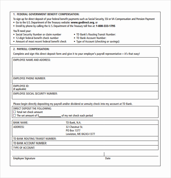 Direct Deposit form Template Luxury Sample Direct Deposit Authorization form Examples 7